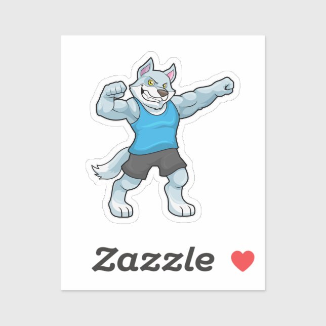 Wolf as Bodybuilder with big Upper arms Sticker (Sheet)