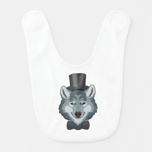 Wolf as Groom with Bow Baby Bib (Front)