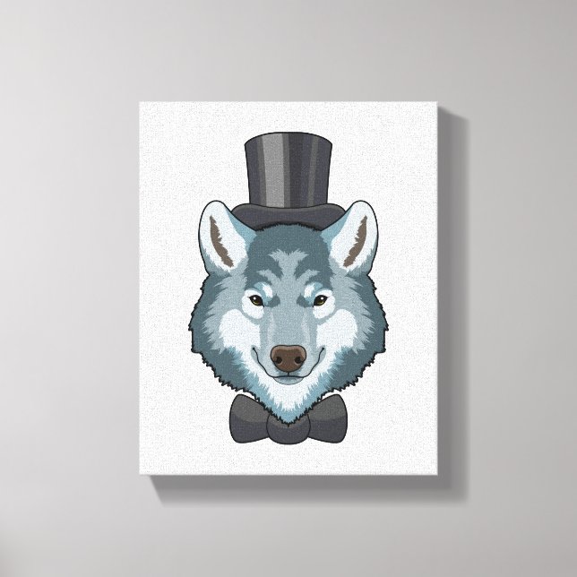Wolf as Groom with Bow Canvas Print (Front)