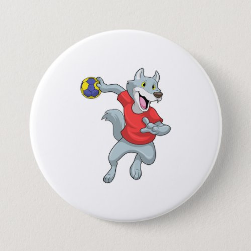 Wolf as Handball player with Handball Button
