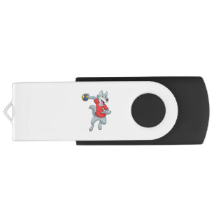 Wolf as Handball player with Handball Flash Drive