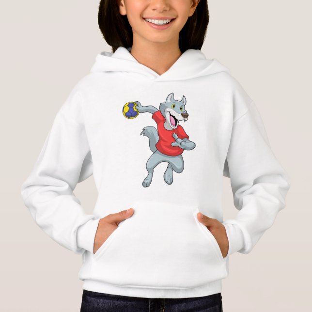Wolf as Handball player with Handball Hoodie (Front)