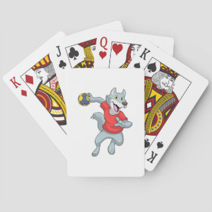 Wolf as Handball player with Handball Poker Cards