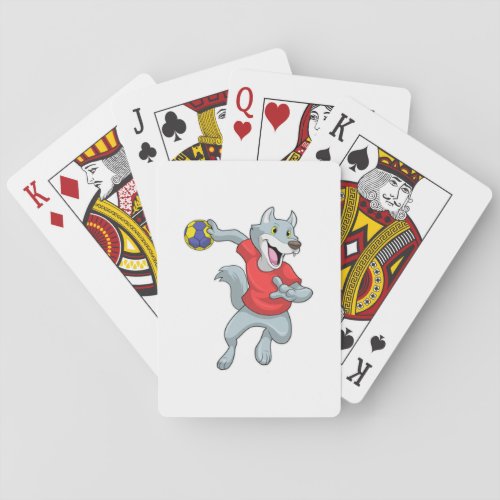 Wolf as Handball player with Handball Poker Cards