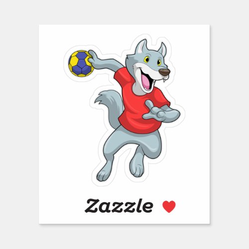 Wolf as Handball player with Handball Sticker