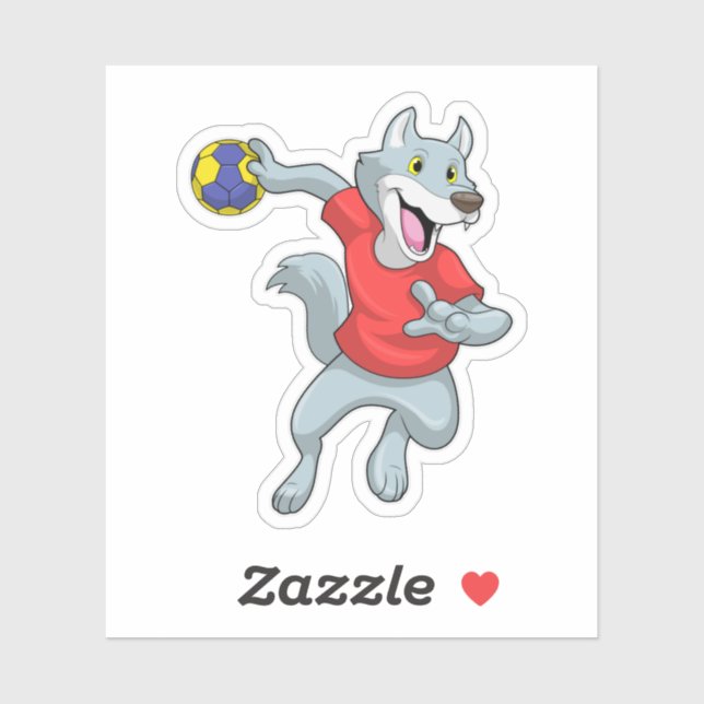Wolf as Handball player with Handball Sticker (Sheet)