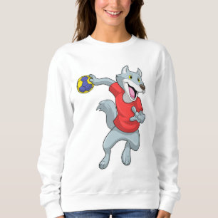 Wolf as Handball player with Handball Sweatshirt