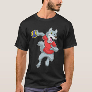 Wolf as Handball player with Handball T-Shirt