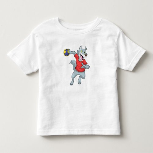 Wolf as Handball player with Handball Toddler T_shirt
