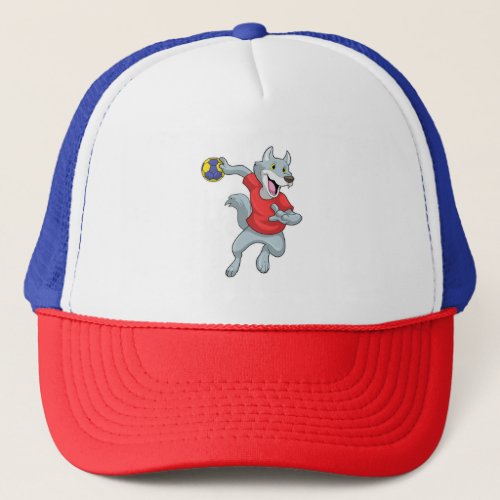 Wolf as Handball player with Handball Trucker Hat