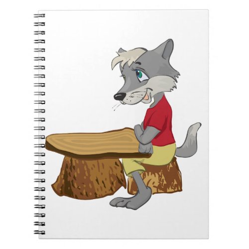 Wolf At A Table Cute Animal Spiral Notebook