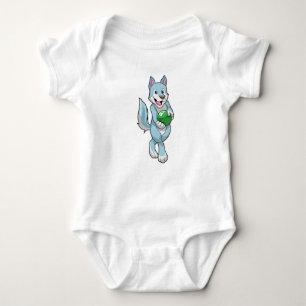 Wolf at Bowling with Bowling ball Baby Bodysuit