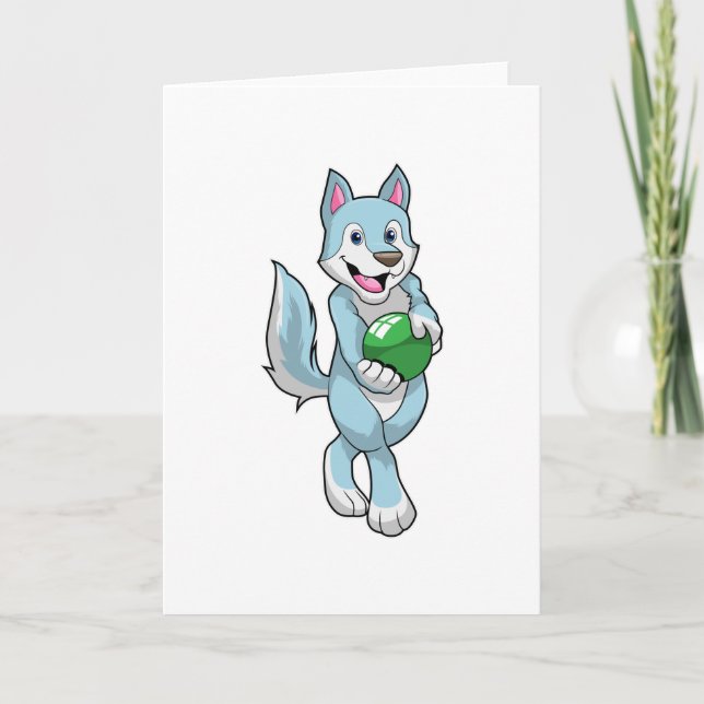 Wolf at Bowling with Bowling ball Card (Front)