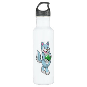 Wolf at Bowling with Bowling ball Stainless Steel Water Bottle