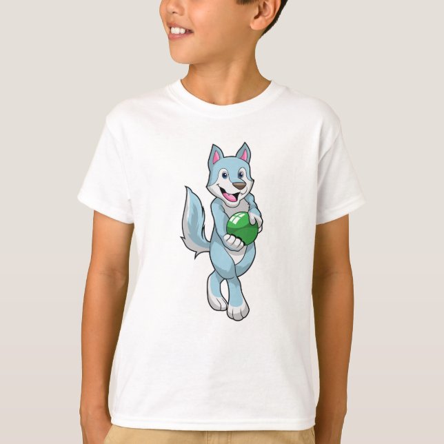 Wolf at Bowling with Bowling ball T-Shirt (Front)