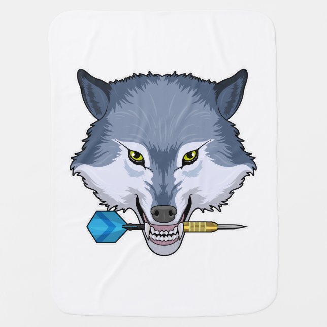 Wolf at Darts with Dart Baby Blanket (Front)