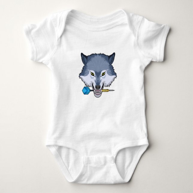 Wolf at Darts with Dart Baby Bodysuit (Front)