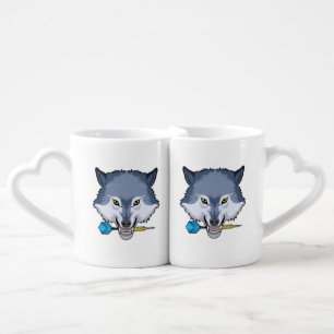 Wolf at Darts with Dart Coffee Mug Set