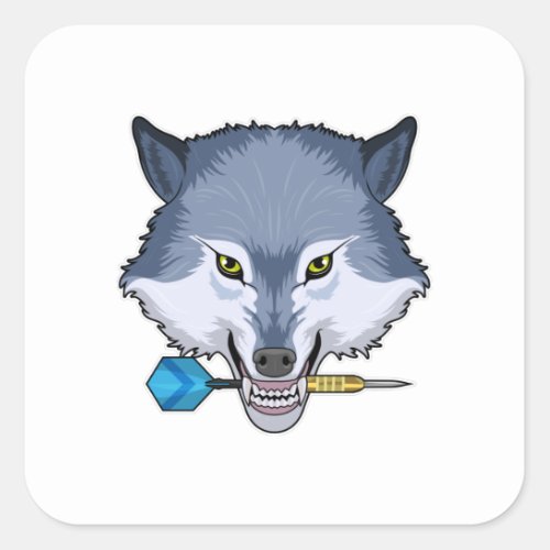 Wolf at Darts with Dart Square Sticker
