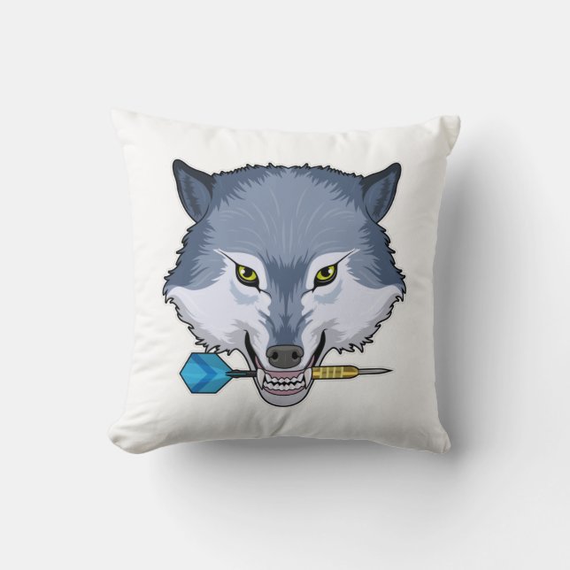 Wolf at Darts with Dart Throw Pillow (Front)