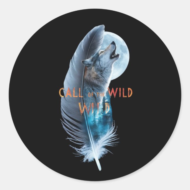 Wolf at its tip howling to the moon (2) classic round sticker (Front)