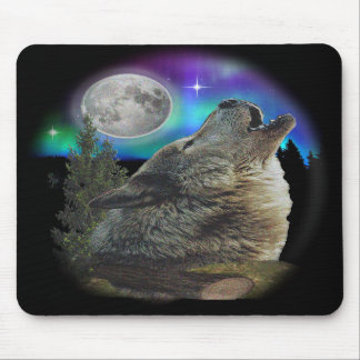 Wolf at night art mouse pad