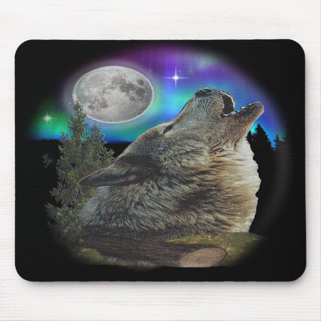 Wolf at night art mouse pad (Front)