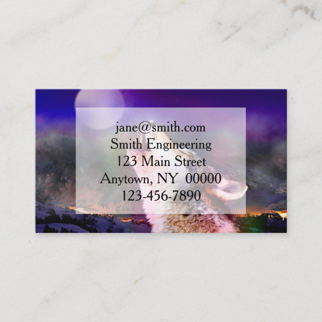 Wolf at night business card (Front)
