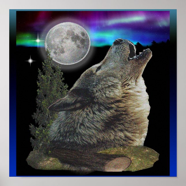 Wolf at night poster (Front)