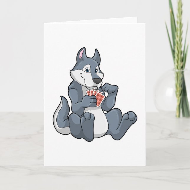 Wolf at Poker with Poker cards (Front)