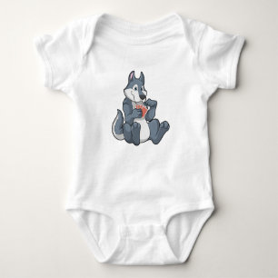 Wolf at Poker with Poker cards Baby Bodysuit