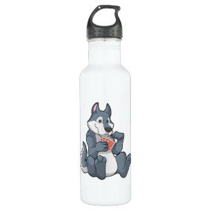 Wolf at Poker with Poker cards Stainless Steel Water Bottle