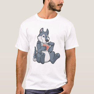 Wolf at Poker with Poker cards T-Shirt