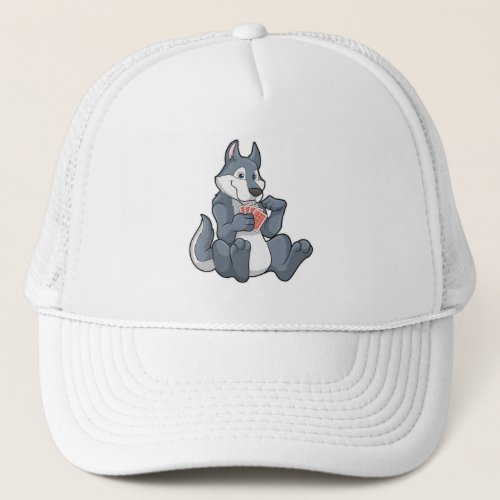 Wolf at Poker with Poker cards Trucker Hat