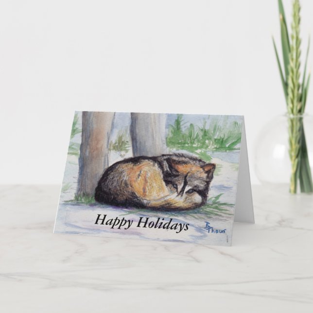 Wolf At Rest Holiday Card (Front)
