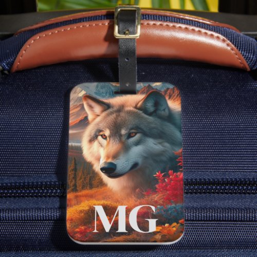Wolf at Sunset Identification  Luggage Tag
