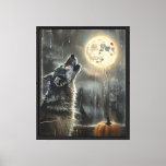 Wolf at the Moonlit Window Canvas Print