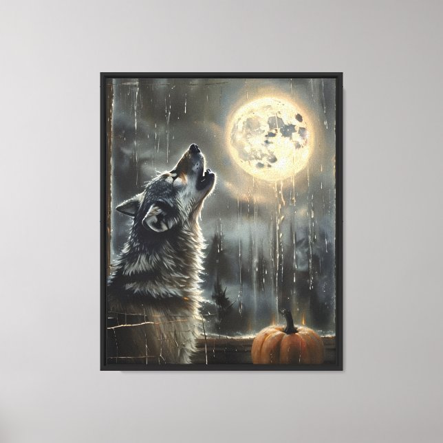 Wolf at the Moonlit Window Canvas Print (Front)