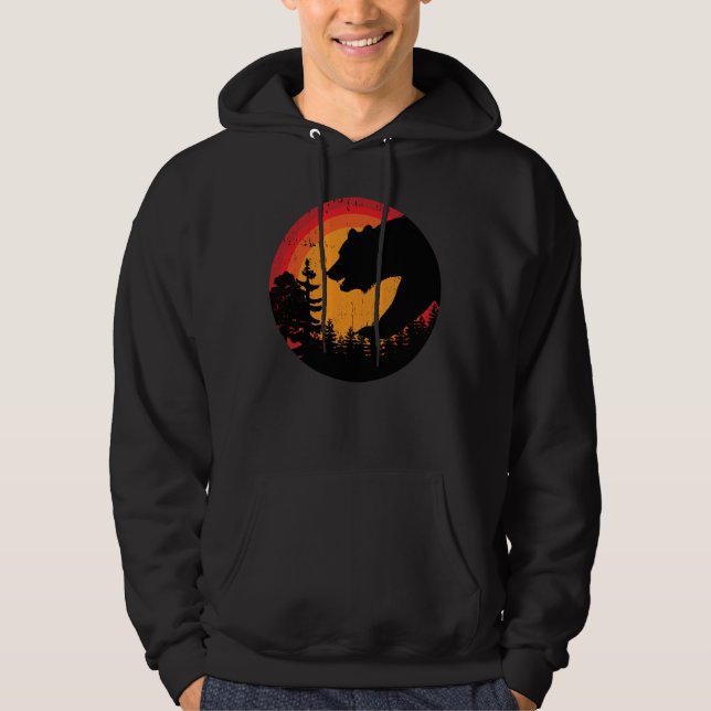 Wolf at Vintage Sunset Retro T-Shirt Hoodie (Front)