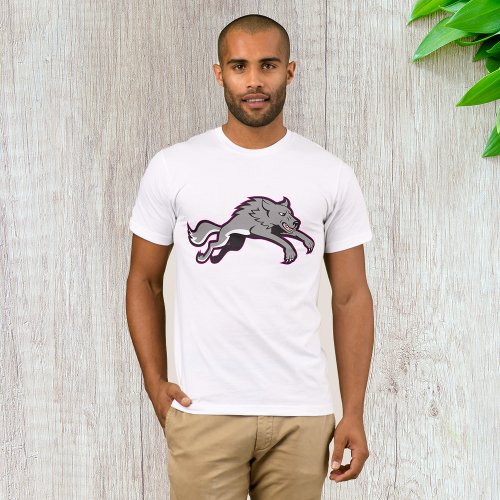 Wolf Attacking Mens T_Shirt