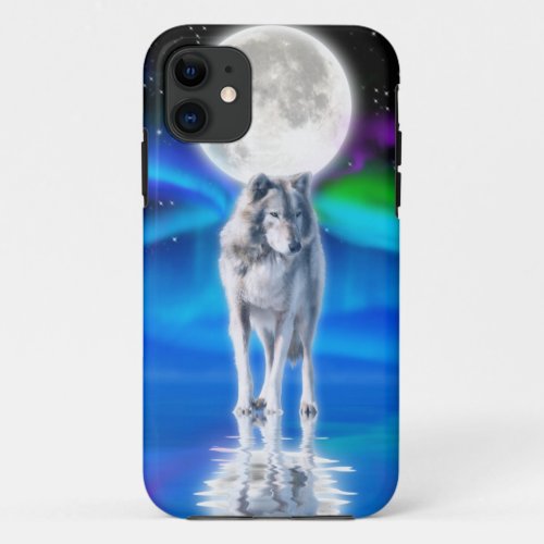 Wolf Aurora  Moon Wildlife Art iPhone 5 Case