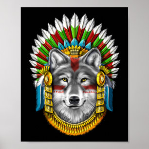 Wolf Aztec Warrior Poster