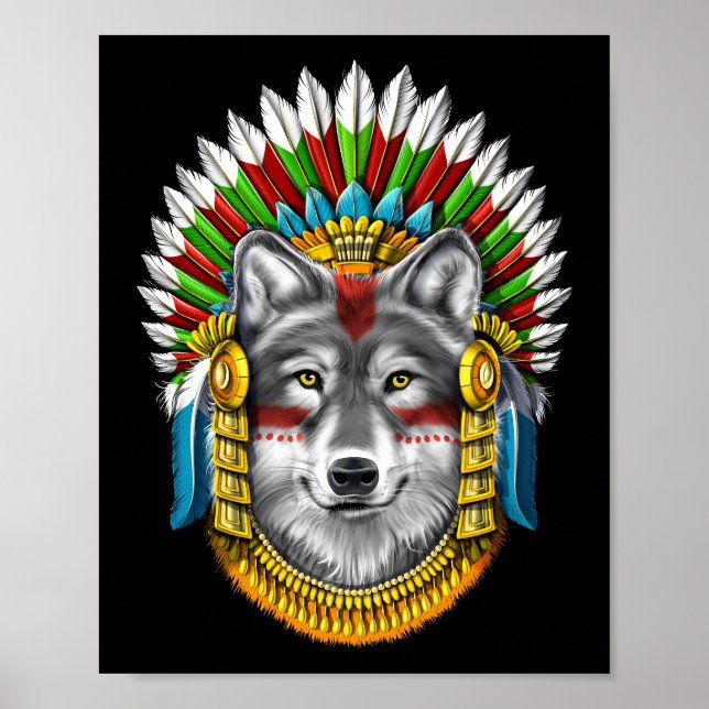 Wolf Aztec Warrior Poster (Front)