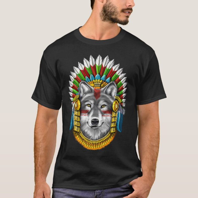 Wolf Aztec Warrior T-Shirt (Front)
