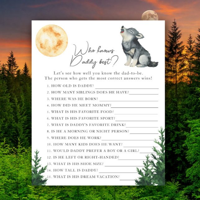 Wolf baby shower - Game Who knows daddy best (Creator Uploaded)