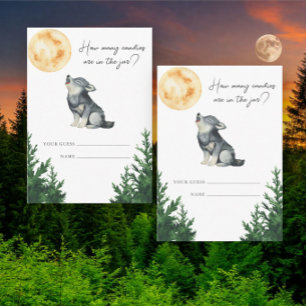 Wolf baby shower How many candies Enclosure Card