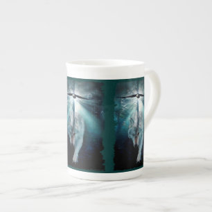 Wolf & Bald Eagle Bone China Coffee Mug