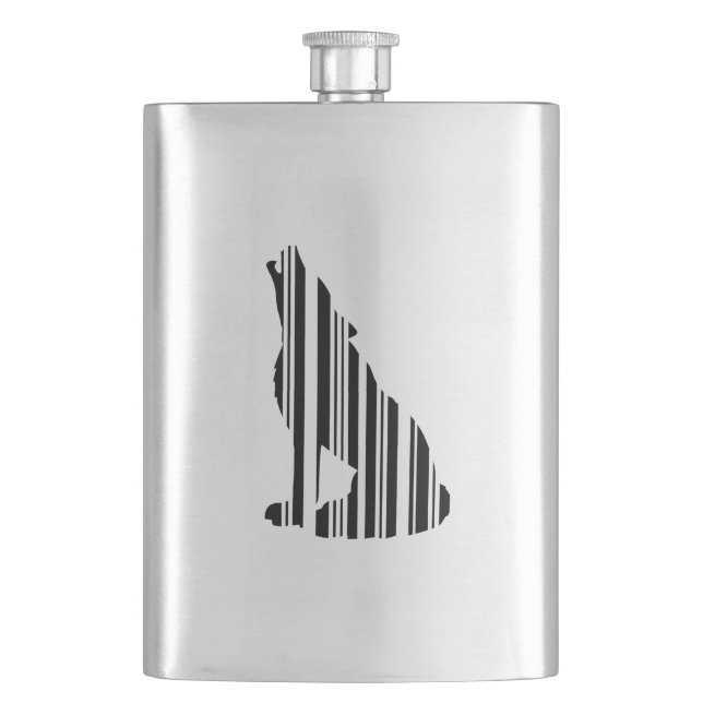 WOLF BAR CODE Howl Barcode Pattern Design Hip Flask (Front)