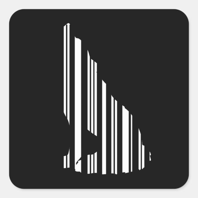 WOLF BAR CODE Howl Barcode Pattern Design Square Sticker (Front)