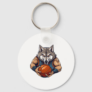 Wolf Basketball Player Keychain